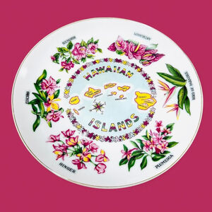 Vintage MCM Mid Century State of Hawaii Collectible Souvenir Plate 8”